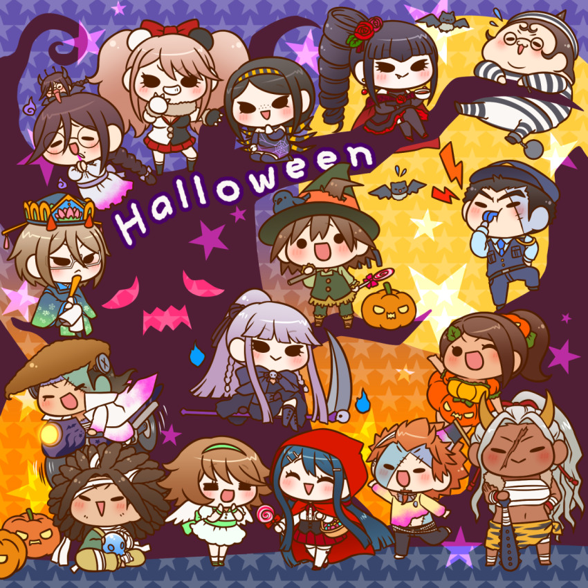 6+boys 6+girls :&gt; ^_^ ahoge alternate_costume angel angel_wings animal animal_costume animal_ears animal_hands animal_on_head animal_print arthropod_limbs asahina_aoi asymmetrical_gloves axe_in_head back_bow ball_and_chain_restraint bandaged_arm bandaged_hand bandaged_leg bandaged_torso bandages bare_arms bare_legs bare_tree barefoot basket bat_(animal) bear_costume bear_ears beard beard_stubble belt belt_buckle big_hair bird bird_on_head black-framed_eyewear black_belt black_corset black_dress black_eyes black_footwear black_gloves black_hair black_hairband black_jumpsuit black_pants black_ribbon black_shirt black_socks black_thighhighs blonde_hair blood blood_from_mouth blood_on_clothes bloody_weapon blowing_whistle blue_hair blue_kimono blue_necktie blue_pants blue_robe blue_shirt blue_vest blunt_bangs blunt_ends bodysuit boots bow bow_legwear braid breasts brown_footwear brown_hair brown_scarf buckle buttons candy celestia_ludenberg chain_belt cherry_blossom_print chest_sarashi chibi cleavage cloak closed_eyes closed_mouth club club_(weapon) coat collared_coat collared_shirt commentary_request corset cosplay cross-laced_footwear crossdressing crossed_legs crow crystal_skull cup danganronpa:_trigger_happy_havoc danganronpa_(series) dark-skinned_female dark-skinned_male dark_skin death_(entity) demon_costume demon_horns demon_wings denim detached_sleeves dreadlocks dress drill_hair drink drooling dual_persona ear_piercing earrings elbow_carry english_text enoshima_junko everyone eyelashes facial_hair fake_claws fake_horns fake_wings fang fang_out fat fat_man floating_clothes floral_print flower flying_sweatdrops food freckles frilled_dress frilled_shirt_collar frilled_skirt frills fringe_trim frown fujisaki_chihiro fukawa_toko full_moon fur-trimmed_cloak fur_scarf fur_trim genocider_shou giving glasses gloves goatee gradient_robe gradient_sky green_bow green_footwear green_hairband green_hat green_jacket green_pants green_robe green_sash green_shirt green_vest grey_shirt grim_reaper grim_reaper_(cosplay) grin hagakure_yasuhiro hair_between_eyes hair_bow hair_flower hair_ornament hair_ribbon hair_through_headwear hairband hairclip halloween halloween_costume hand_on_own_chin hand_on_own_hip hands_on_own_cheeks hands_on_own_face happy hat high_collar high_ponytail highres hitodama holding holding_basket holding_candy holding_club holding_drink holding_food holding_lollipop holding_rake holding_rod holding_scythe holding_skull holding_weapon holding_whistle hood hood_down hooded_cloak horns ikusaba_mukuro in_tree ishimaru_kiyotaka jack-o&#039;-lantern jack-o&#039;-lantern_hair_ornament jacket jacket_partially_removed japanese_clothes jeans jewelry jumpsuit kariginu kimono kirigiri_kyoko knee_boots kneehighs kneeling kuwata_leon layered_sleeves leaf_hair_ornament light_blush lightning_bolt_symbol little_red_riding_hood little_red_riding_hood_(grimm) little_red_riding_hood_(grimm)_(cosplay) lollipop long_hair long_sleeves long_tongue low_twin_braids low_twintails maizono_sayaka medium_dress medium_hair midriff midriff_peek mini_person minigirl miniskirt mismatched_gloves mole mole_under_mouth moon motion_lines motor_vehicle motorcycle multicolored_hair multiple_boys multiple_girls naegi_makoto navel necktie night object_through_head ogami_sakura on_head on_motorcycle one_eye_closed oni_costume open_mouth orange_hair orange_skirt orange_sky outstretched_arm owada_mondo own_hands_together pale_skin pants patchwork_skin paw_gloves person_on_head piercing pink_blood pleated_skirt pocket police police_uniform pompadour ponytail prison_clothes puffy_short_sleeves puffy_sleeves pumpkin_costume pumpkin_skirt purple_bodysuit purple_bow purple_cloak purple_corset purple_dress purple_footwear purple_hair purple_horns purple_sash purple_sky purple_thighhighs purple_wings rake red_bow red_cloak red_flower red_footwear red_rose red_shawl red_skirt ribbon riding robe rod rose round_eyewear sarashi sash scar scar_on_face scarf screw_in_head scythe shawl shirt shoes short_dress short_hair short_kimono short_sleeves side-tie_skirt side_braid side_ponytail sidelocks single_ankle_cuff single_braid sitting sitting_in_tree skirt skull sky smile socks solid_oval_eyes sphere_earrings spider_costume spider_web_print spiked_club spiked_hair standing star_(symbol) straight_hair striped_clothes striped_headwear striped_jumpsuit stubble swirl_lollipop tea teacup thick_eyebrows thighhighs tied_beard tiger_print togami_byakuya tongue torn_clothes torn_dress torn_shirt trap tree twin_braids twintails two-tone_hair two-tone_hairband two-tone_jumpsuit two-tone_shirt v-shaped_eyebrows vampire_costume vertical-striped_clothes vertical-striped_headband very_long_hair vest waist_bow waist_sash wavy_hair weapon whistle white-framed_eyewear white_coat white_dress white_footwear white_gloves white_hair white_hat white_jacket white_jumpsuit white_shirt white_socks white_thighhighs white_wings wide_sleeves wind wings witch_hat yamada_hifumi yellow_hairband yellow_horns yellow_pants yellow_shirt yellow_skirt yumaru_(marumarumaru) zettai_ryouiki