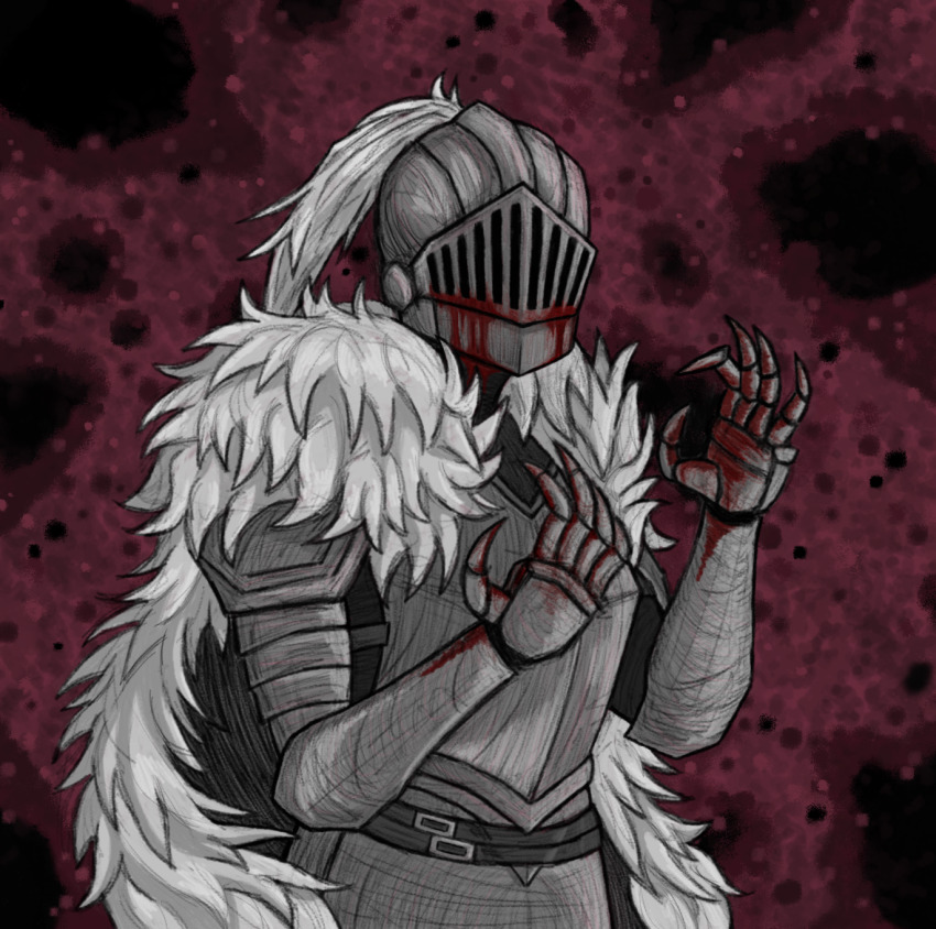 1boy armor black_souls black_souls_2 blood bloody_tears cape full_armor fur_cape grimm_(black_souls) helmet highres knight male_focus