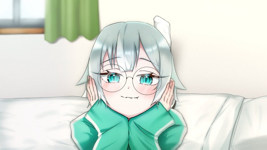 1girl absurdres blush glasses green_eyes hifumi_suu highres kimi_no_koto_ga_dai_dai_dai_dai_daisuki_na_100-nin_no_kanojo short_hair smile wheel_100kano