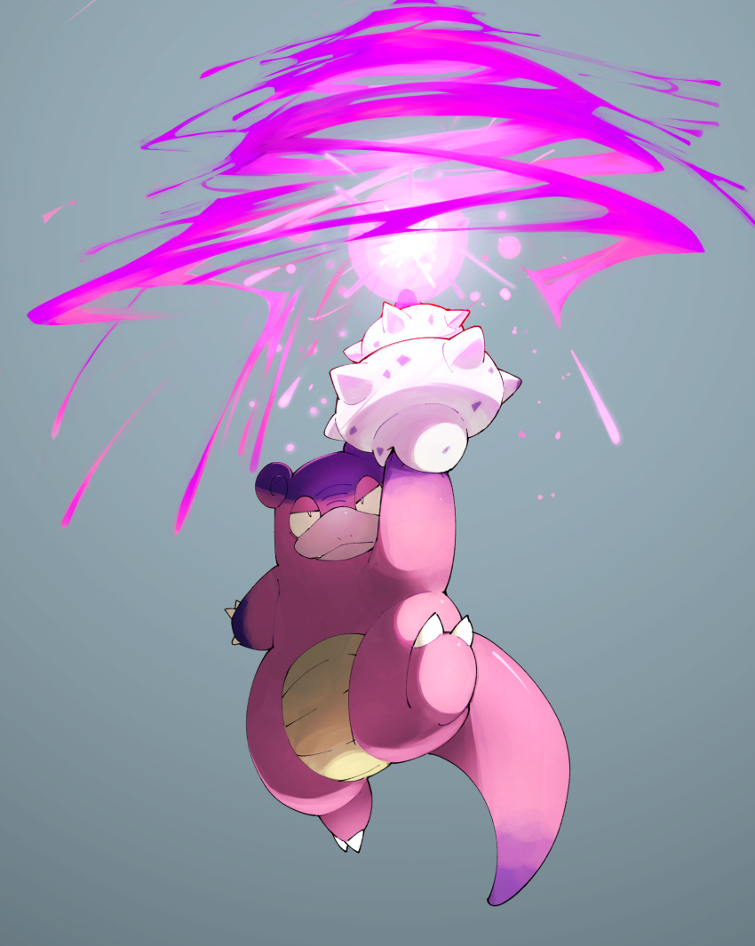 closed_mouth doodlerush energy_ball gen_1_pokemon grey_background highres holding looking_at_viewer nintendo no_humans pokemon pokemon_(creature) slowbro