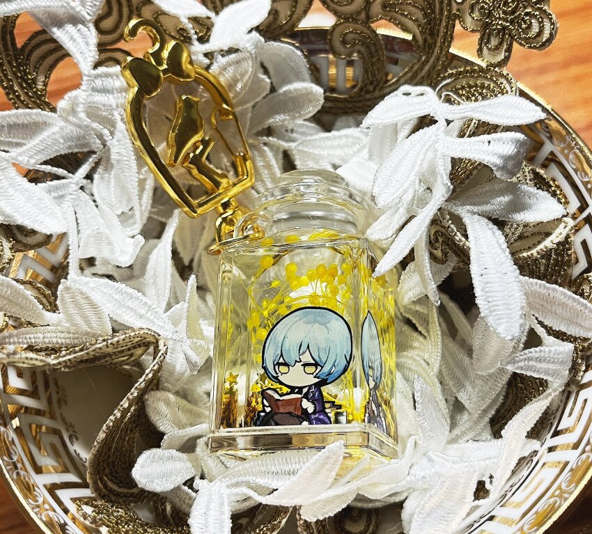 1girl angela_(project_moon) birdcage blue_coat blue_hair book bottle cage coat highres holding holding_book in_bottle in_container library_of_ruina long_sleeves mixed_media nest nishikujic photo_(medium) project_moon reading short_hair sitting solo wing_collar yellow_eyes