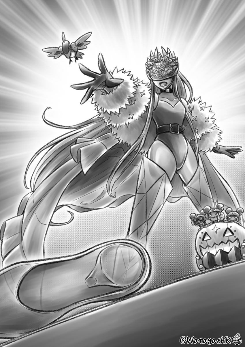 absurdres bird cendrillmon cendrillmon&#039;s_bird cendrillmon&#039;s_mouse digimon digimon_(creature) digimon_liberator flower highres mask mouse_(animal) watagashikn