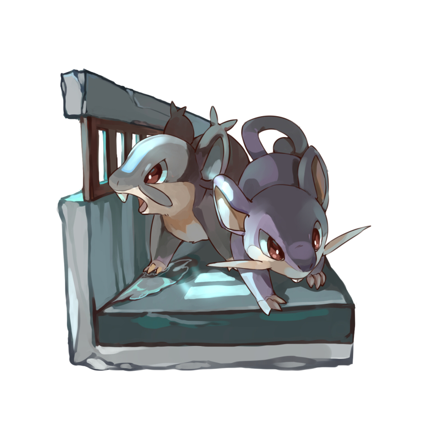 alolan_form alolan_rattata bright_pupils commentary_request dlitw fangs gen_1_pokemon gen_7_pokemon highres looking_to_the_side mouse_(animal) nintendo no_humans open_mouth pokemon pokemon_(creature) rattata red_eyes toes tongue white_pupils