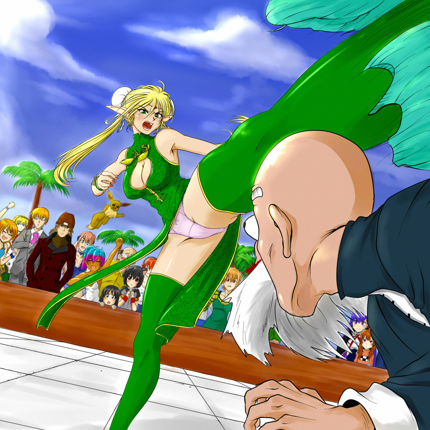 10s 4boys 6+girls ^_^ aigis_(persona) animal_ears annotation_request apron aragaki_shinjirou armpits atlus audience bald bare_shoulders bb_(fate) bb_(fate/extra) beanie beard birdy_cephon_altera black_hair blonde_hair blue_hair bow bow_panties braid breasts brown_hair bulging_eyes bun_cover cameltoe cat_ears character_request china_dress chinese_clothes cleavage cleavage_cutout closed_eyes clothing_cutout cloud crossover dark_skin day deedlit dog_days double_bun dragon_ball dress dutch_angle eevee eye_pop facial_hair fang fate/extra fate/extra_ccc fate_(series) foreshortening formal_clothes fujimura_taiga gen_1_pokemon green_apron green_dress green_legwear hair_between_eyes hair_bun hat highres kicking kousaka_kirino legs long_hair long_pointy_ears looking_at_another madotsuki megami_tensei mob_psycho_100 multicolored_hair multiple_boys multiple_girls mustache muten_roushi necktie nintendo noir_vinocacao ore_no_imouto_ga_konna_ni_kawaii_wake_ga_nai outdoors palm_tree panties pantyshot partially_annotated pelvic_curtain persona persona_3 pink_panties pointy_ears pokemon pokemon_(creature) purple_hair record_of_lodoss_war red_hair reigen_arataka roundhouse_kick shin_megami_tensei short_hair side_ponytail sky sleeveless sleeveless_dress smile suit tetsuwan_birdy thighhighs tree twin_braids twintails underwear viperxtr white_dress white_hair wig yume_nikki