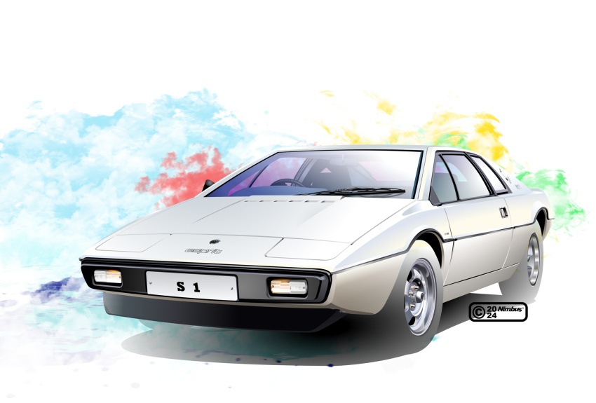 artist_name car copyright_notice highres lotus_(brand) lotus_esprit motor_vehicle nimbus_goldbrum no_humans original vehicle_focus white_car