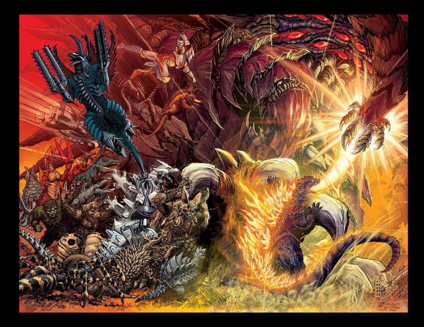 alien anguirus antennae ape atomic_breath baragon_(godzilla) beak breath_weapon bug carapace caterpillar chainsaw claws cuttlefish cyborg destroy_all_monsters dinosaur dragon eastern_dragon ebirah energy energy_beam exhaust fins fire flying gaira gezora giant giant_monster giant_robot gigan glowing glowing_eyes glowing_spikes godzilla godzilla:_final_wars godzilla:_rulers_of_earth godzilla_(series) godzilla_2000:_millennium godzilla_against_mechagodzilla godzilla_the_series godzilla_vs._mechagodzilla godzilla_vs._megalon_(1973) godzilla_vs._spacegodzilla godzilla_vs._the_sea_monster gorilla gorosaurus highres horns idw_publishing jeff_zornow jet_jaguar kaiju kamoebas king_caesar_(godzilla) kiryu_(godzilla) kumonga lobster magita manda_(godzilla) mandibles mecha mechagodzilla modified_gigan moguera monster mothra mothra_vs._godzilla mouth_beam official_art open_mouth pincers plasma plasma_beam red_eyes roaring robot rodan rodan_(film) sanda sea_monster sea_serpent sharp_teeth shell shrimp size_difference son_of_godzilla space_amoeba_(film) space_monster spider spiked_tail spikes tail talons teeth tentacles terror_of_mechagodzilla the_war_of_the_gargantuas titanosaurus toho trilopod turtle turtle_shell varan varan_(film) wings zilla