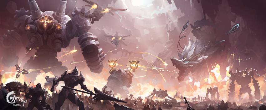 absurdres artist_name black_serpent_knight_(genshin_impact) chigalidepoi genshin_impact golden_wolflord_(genshin_impact) highres rifthound_(genshin_impact) robot ruin_cruiser_(genshin_impact) ruin_defender_(genshin_impact) ruin_drake_(genshin_impact) ruin_golem_(genshin_impact) ruin_grader_(genshin_impact) ruin_guard_(genshin_impact) ruin_hunter_(genshin_impact) signature underground