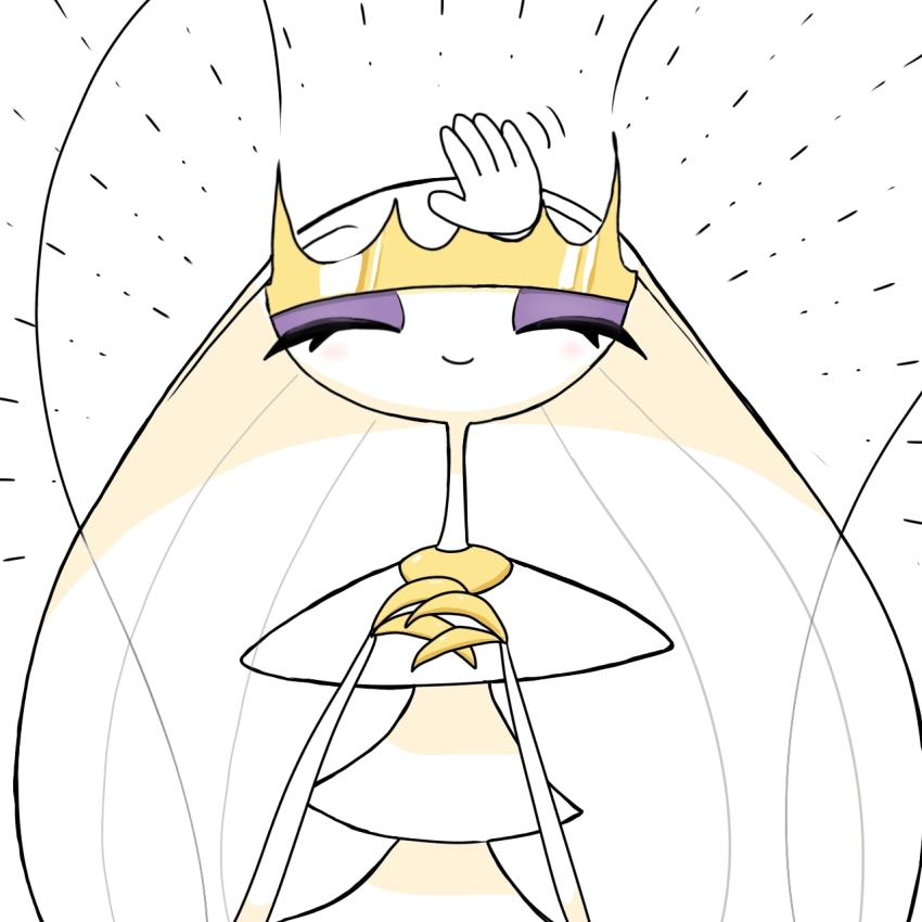 1girl ^_^ animal_hands antennae arthropod_girl big_hair blush closed_eyes closed_mouth colored_skin disembodied_hand eyeshadow furry furry_female gen_7_pokemon hands_up happy headpat light_blush long_hair monya motion_lines nintendo own_hands_together pheromosa pokemon pokemon_(creature) purple_eyeshadow smile solo_focus ultra_beast upper_body white_background white_hair white_skin white_theme