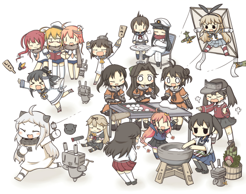 &gt;_&lt; 10s 6+girls :3 :d ^_^ abyssal_ship ahoge aircraft airplane akagi_(kancolle) antenna_hair bad_id bad_pixiv_id black_gloves black_hair blonde_hair bow brown_hair closed_eyes colored_skin crescent crescent_hair_ornament crossed_arms crossed_legs cup double_bun elbow_gloves female_admiral_(kancolle) folded_ponytail food gloves hair_bow hair_bun hair_flaps hair_ornament hair_ribbon hairclip hakama hakama_skirt hat headgear holding horns i-168_(kancolle) i-58_(kancolle) i-8_(kancolle) inazuma_(kancolle) japanese_clothes jintsuu_(kancolle) jitome kadomatsu kaga_(kancolle) kantai_collection kariginu kite long_hair military military_uniform mittens mochi multiple_girls muneate naka_(kancolle) naval_uniform new_year northern_ocean_princess o_o open_mouth outstretched_arms peaked_cap pink_hair pleated_skirt puff_of_air rabbit_hair_ornament red_hair rensouhou-chan rensouhou-kun ribbon running ryuujou_(kancolle) scarf school_swimsuit school_uniform sendai_(kancolle) serafuku shared_clothes shared_scarf shikigami shimakaze_(kancolle) shoes short_hair side_ponytail silver_hair simple_background sitting skirt smile solid_circle_eyes spread_arms striped_clothes striped_legwear striped_thighhighs swimsuit swimsuit_under_clothes teacup thighhighs tokitsukaze_(kancolle) torpedo translation_request twintails two_side_up uzuki_(kancolle) visor_cap wagashi white_background white_gloves white_skin xd yuasan yukikaze_(kancolle) yuudachi_(kancolle) zettai_ryouiki |_|