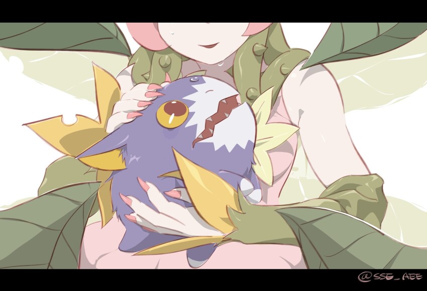 digimon digimon_(creature) dorimon fairy flower highres lilimon monster_girl nail_polish petals plant_girl