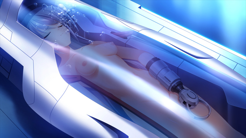 air_bubble breasts bubble frontwing fumio_(ura_fmo) game_cg grisaia_(series) grisaia_no_rakuen kazami_kazuki medium_breasts nude official_art sleeping stasis_tank tagme underwater water
