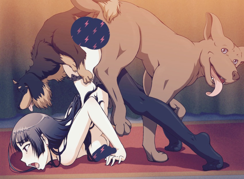 10s 1girl 2boys anal bent_over bestiality blush breasts censored chupacabra clothed_sex dog doggystyle double_penetration feet group_sex hetero inu_to_hasami_wa_tsukaiyou multiple_boys multiple_penetration natsuno_kirihime no_shoes sandwiched sex sex_from_behind thighhighs top-down_bottom-up toyomaru vaginal