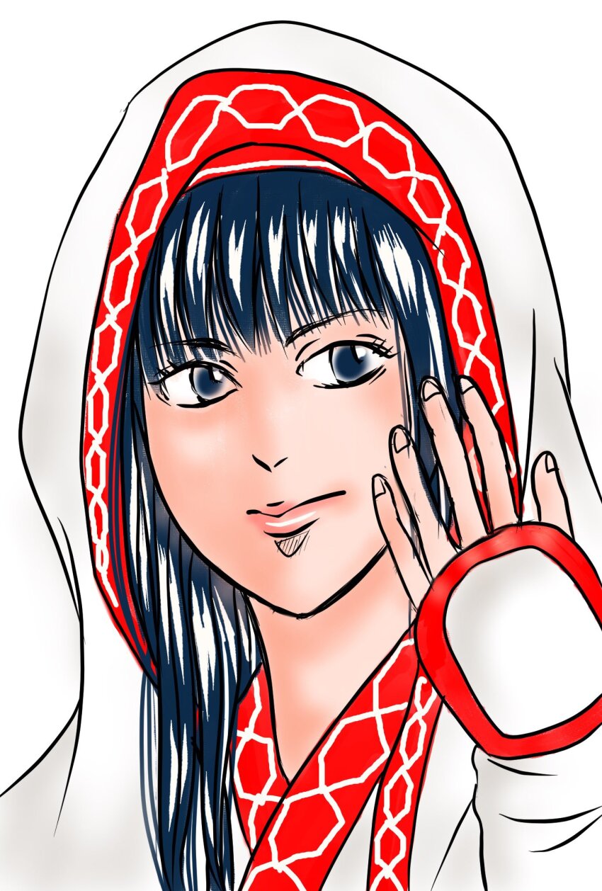 1girl blue_eyes blue_hair cloak fingerless_gloves gloves highres long_hair looking_at_viewer nakoruru pink_lips samurai_spirits snk solo the_king_of_fighters