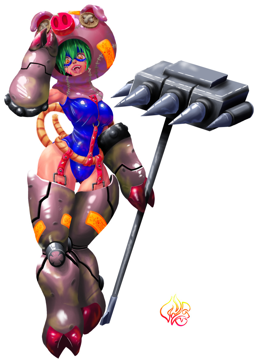 absurdres animal_costume cho-hakkaimon costume digimon digimon_(creature) highres mask pig_costume swimsuit