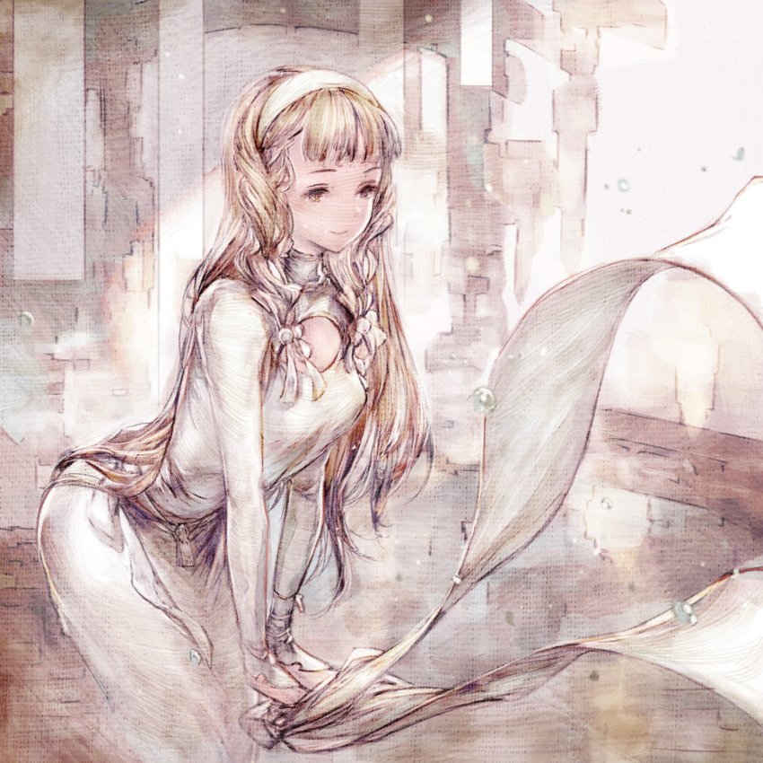 1girl breasts character_request closed_mouth highres kazama_raita long_hair maquia smile solo very_long_hair