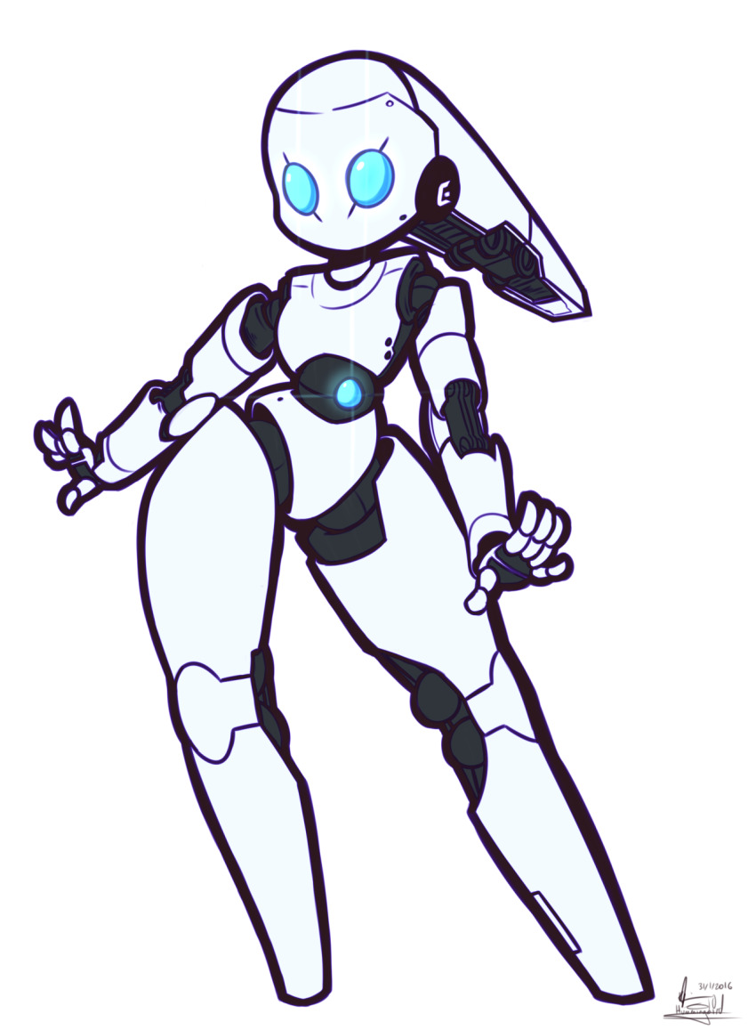 1girl birdblitz blue_eyes colored_skin drossel_von_flugel fireball_(series) highres humanoid_robot joints no_mouth robot robot_girl robot_joints simple_background solo thighs white_background white_skin