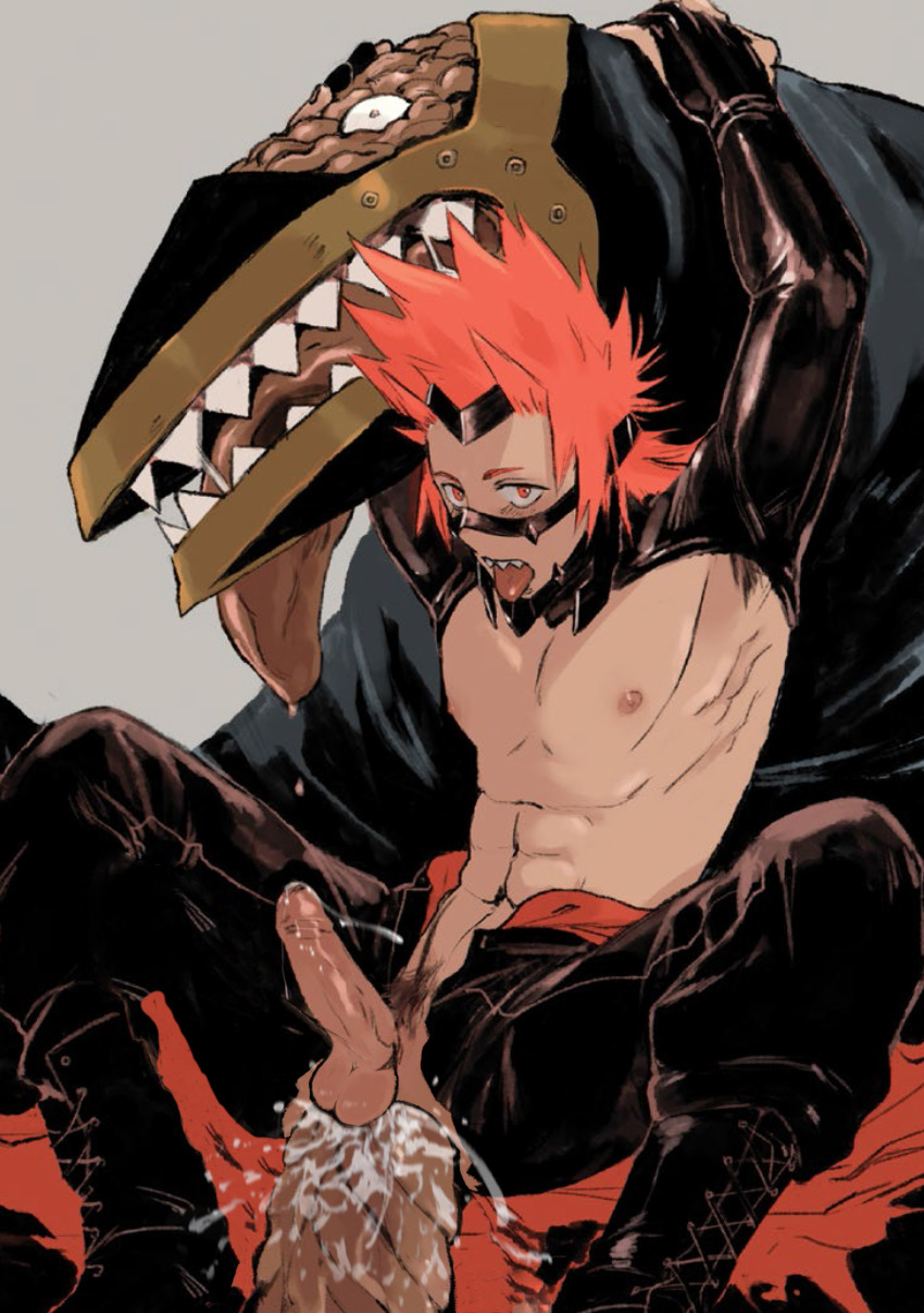 2boys abs absurdres anal armpits beak boku_no_hero_academia boots brain cum cum_in_ass cumdrip erection furry furry_with_non-furry hamletmachine highres interspecies kirishima_eijirou large_insertion large_penis male_focus male_pubic_hair mask monster_boy multiple_boys muscular muscular_male nipples pectorals penis pubic_hair red_eyes red_hair sharp_teeth short_hair size_difference spiked_hair superhero_costume teeth testicles tongue tongue_out topless_male yaoi