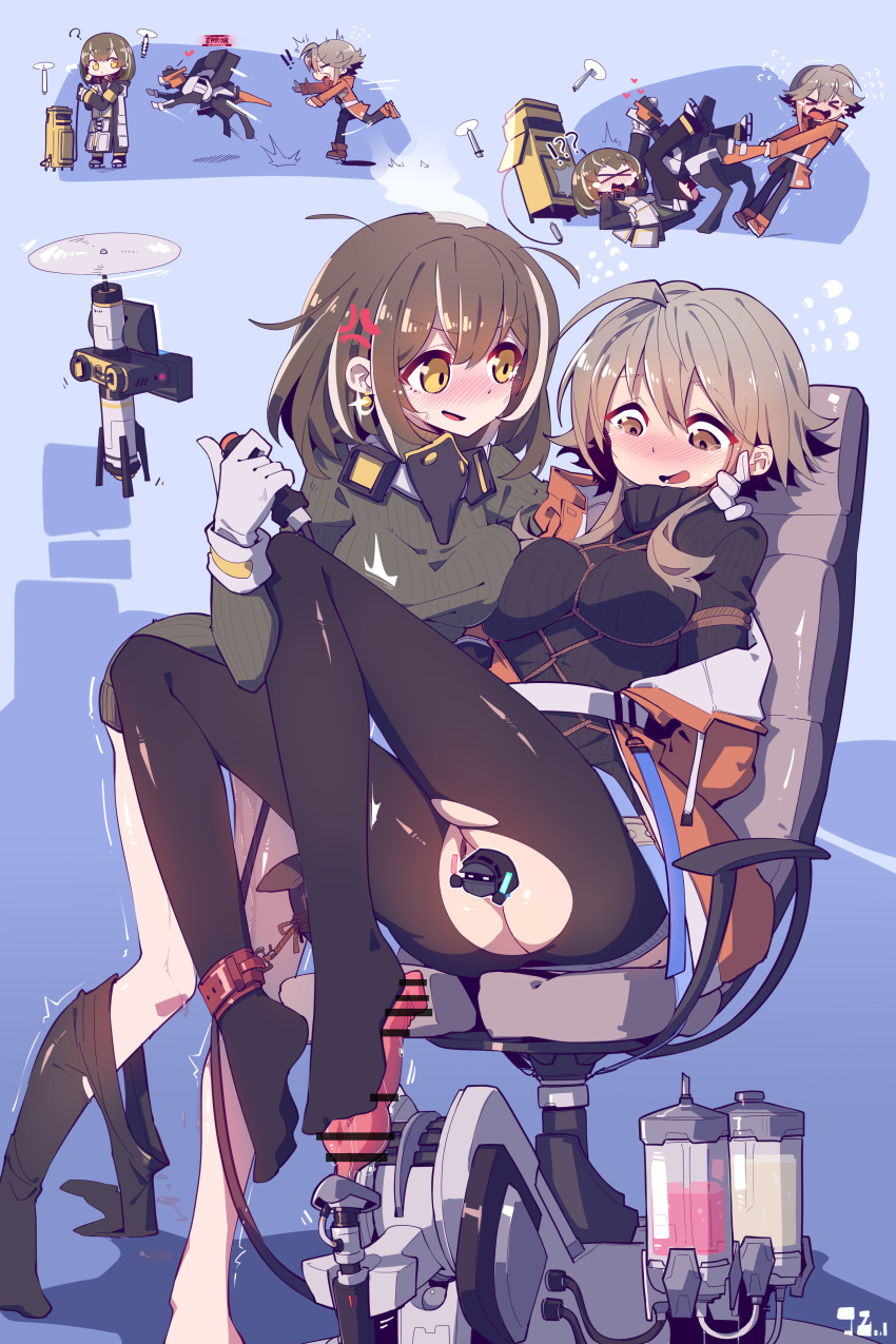 ! !! &gt;_&lt; 2girls :d ? ^^^ absurdres ahoge anger_vein animal_penis arknights arms_behind_back artistic_error bar_censor bdsm bird_mask black_legwear black_sweater blue_background blush bondage boots bound breasts brown_eyes brown_footwear brown_hair camera censored chair character_censor chinese_commentary clothes_pull coat controller crotch_cutout cuffs dildo doctor_(arknights) dog_penis drone earrings full_body gloves green_sweater grey_gloves hair_between_eyes head_steam highres hood hooded_coat imazawa jewelry jumping knotted_dildo knotted_penis large_variant_set leaning_forward light_brown_hair looking_down magallan_(arknights) mask mask_around_neck mayer_(arknights) medium_breasts medium_hair messy_hair multicolored_hair multiple_girls nervous_sweating no_panties no_shoes non-humanoid_robot novelty_censor off_shoulder open_clothes open_coat open_mouth orange_coat pantyhose pantyhose_around_one_leg pantyhose_pull penis pulling pussy_juice rape remote_control restrained revenge ribbed_sweater robot robot_animal robot_dog robot_sex rope running sanpaku sex_machine sex_toy shackles shibari short_hair sidelocks simple_background sitting skates smile standing streaked_hair sweat sweater taut_clothes tearing_up tears torn_clothes torn_legwear trembling turtleneck turtleneck_sweater two-tone_hair v-shaped_eyebrows variant_set white_coat white_hair winter_clothes winter_coat xd yellow_eyes