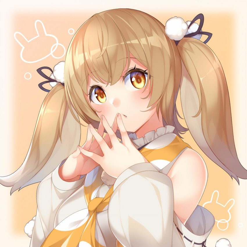 1girl animare black_ribbon breasts brown_eyes brown_hair detached_sleeves female_focus fingernails hair_ribbon highres inaba_haneru_(animare) kokka_han long_hair long_sleeves looking_at_viewer medium_breasts nail_polish nanashi_inc. parted_lips pink_nails puffy_long_sleeves puffy_sleeves ribbon ribbon-trimmed_sleeves ribbon_trim shirt sleeveless sleeveless_shirt sleeves_past_wrists solo steepled_fingers twintails upper_body virtual_youtuber white_shirt white_sleeves