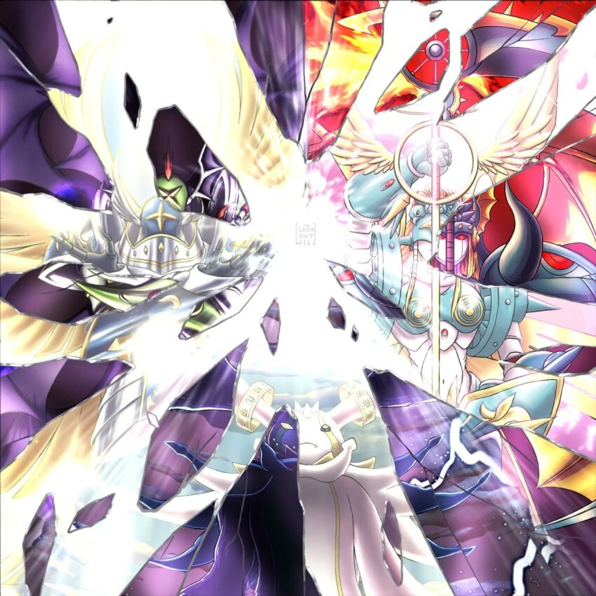 angel angel_boy angel_girl armor blackseraphimon cherubimon cherubimon_(vice) cherubimon_(virtue) corruption digimon digimon_(creature) highres ofanimon ofanimon_falldown_mode seraphimon three_great_angels