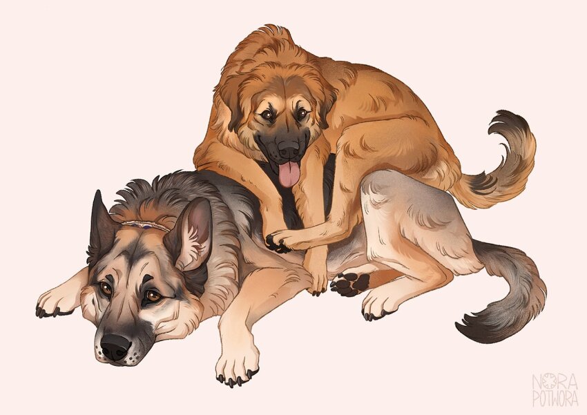animal animal_focus artist_logo artist_name closed_mouth collar dog full_body logo looking_afar looking_at_viewer lying_on_animal no_humans norapotwora open_mouth original pawpads simple_background tongue tongue_out