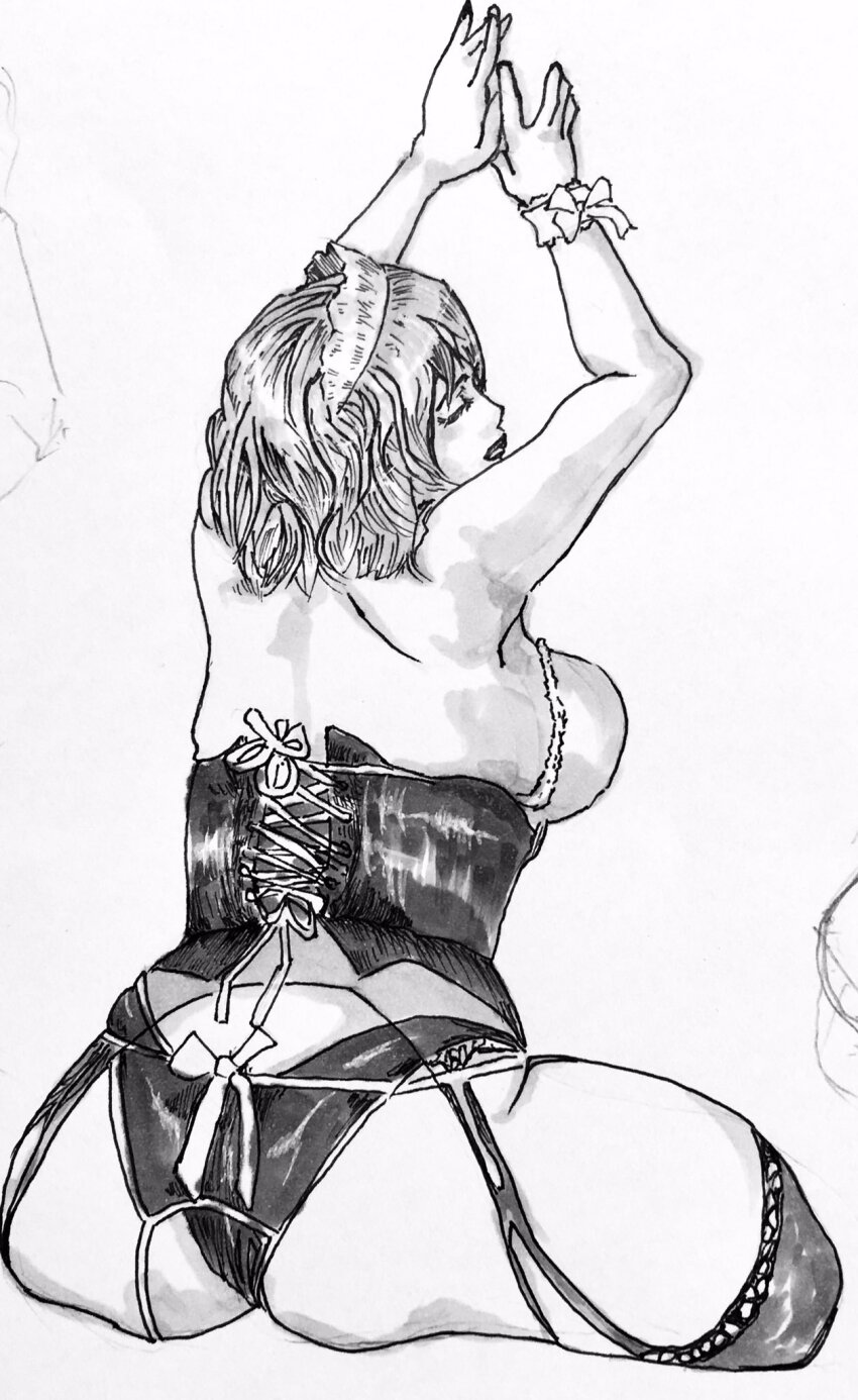 chouzuki_maryou drawing hand_drawn highres maid maid_headdress tagme