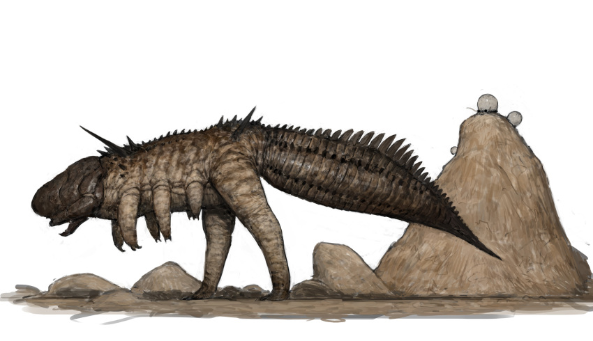 ariel_perez back_spikes egg extra_arms full_body highres hill horror_(theme) monster monster_focus no_humans original sand tail white_background