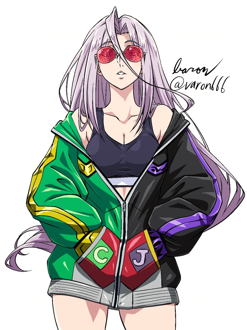 1girl baron_(varon666) breasts cleavage fuuto_tantei highres kamen_rider large_breasts long_hair purple_hair tokime_(fuuto_tantei) varon