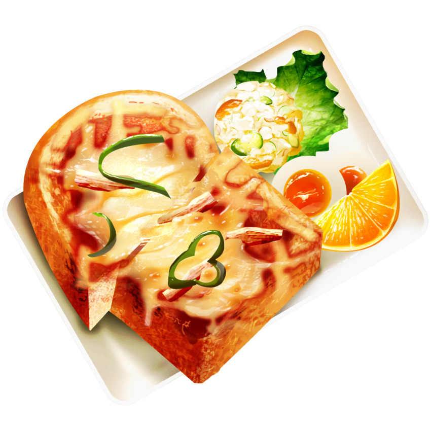 bell_pepper bell_pepper_slice bread bread_slice cheese egg_(food) food food_focus fruit green_bell_pepper no_humans orange_(fruit) orange_slice original pizza_toast short208 sliced softboiled_egg toast transparent_background
