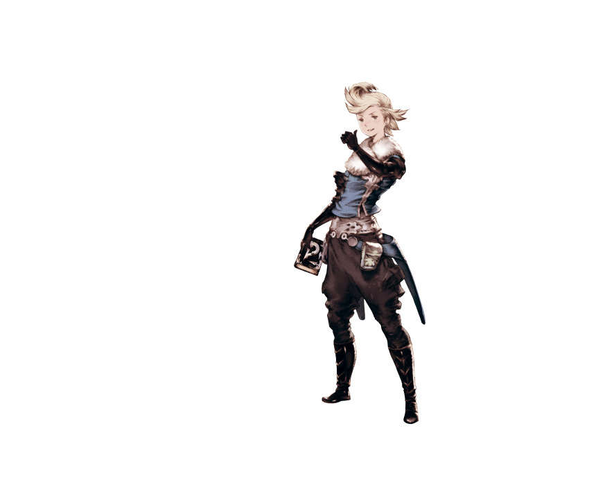 1boy absurdres belt black_boots black_gloves black_pants blonde_hair blue_eyes blue_shirt book boots bravely_default:_flying_fairy bravely_default_(series) earrings elbow_gloves full_body fur_collar gloves highres holding holding_book jewelry knee_boots looking_at_viewer male_focus official_art pants pointing pointing_at_self pointing_with_thumb pouch protected_link psd_available ringabel second-party_source shirt short_hair simple_background smile solo standing transparent_background yoshida_akihiko