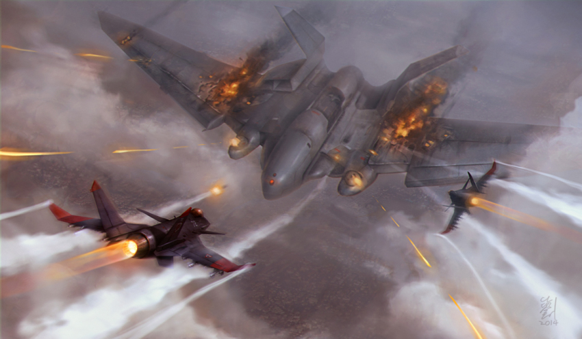 10s 2014 ace_combat ace_combat_infinity aircraft airplane battle canards cannon cloud contrail damaged emblem fire firing flying gun jet machine_gun mexico missile original pvtskwerl realistic science_fiction signature smoke vehicle_focus weapon