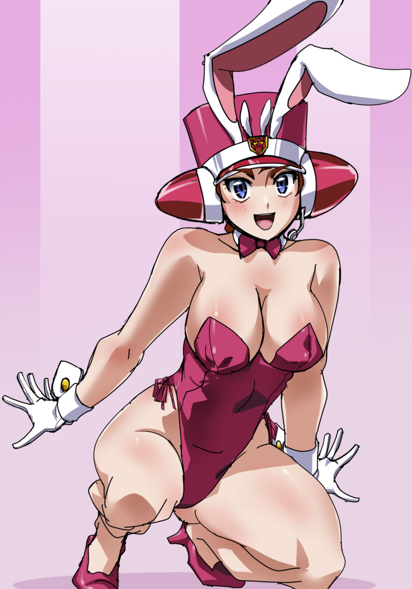 1girl adapted_costume blue_eyes gloves hat high_heels highres hinokawa_jun leotard playboy_bunny rabbit_ears t-ai_(transformers) transformers transformers_car_robots