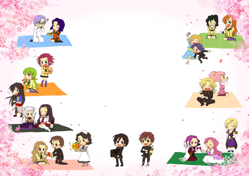 6+boys 6+girls anya_alstreim c.c. cecile_croomy cherry_blossoms code_geass cornelia_li_britannia euphemia_li_britannia everyone food fruit gino_weinberg hanami highres jeremiah_gottwald kouzuki_kallen kururugi_suzaku lelouch_vi_britannia li_xingke lloyd_asplund milly_ashford mina_m mochizuki_mina multiple_boys multiple_girls nina_einstein nunnally_vi_britannia orange_(fruit) pantyhose picnic rivalz_cardemonde rolo_lamperouge schneizel_el_britannia shinozaki_sayoko shirley_fenette sumeragi_kaguya thighhighs tianzi