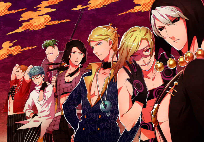 6+boys fishing_rod formaggio ghiaccio gum_(gmng) gumidemo_kandero hat illuso jojo_no_kimyou_na_bouken male_focus md5_mismatch melone multiple_boys pesci prosciutto resolution_mismatch risotto_nero source_smaller vento_aureo