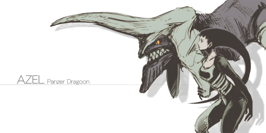 1girl azel_(panzer_dragoon) dragon long_hair panzer_dragoon panzer_dragoon_saga shiroton very_long_hair