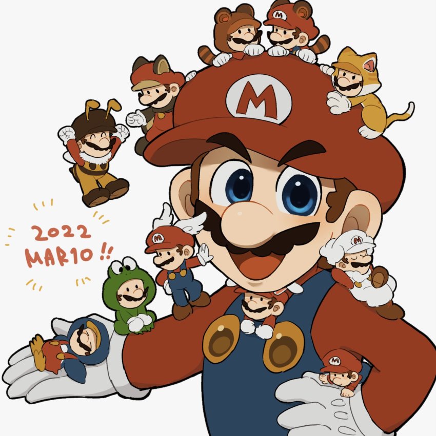 6+boys animal_ears baby_mario bee_mario blue_eyes brown_hair cat_mario cloud_mario facial_hair frog_mario gloves grin hand_on_own_hip hat highres looking_at_viewer mario mario_(series) mimimim9999 multiple_boys mustache new_super_mario_bros._u new_super_mario_bros._wii nintendo open_mouth penguin_mario rabbit_mario raccoon_ears raccoon_mario raccoon_tail smile super_mario_3d_world super_mario_64 super_mario_bros._1 super_mario_bros._3 super_mario_galaxy super_mario_galaxy_2 super_mario_land_2 super_mario_world_2:_yoshi&#039;s_island tail tanooki_mario wing_cap wing_mario