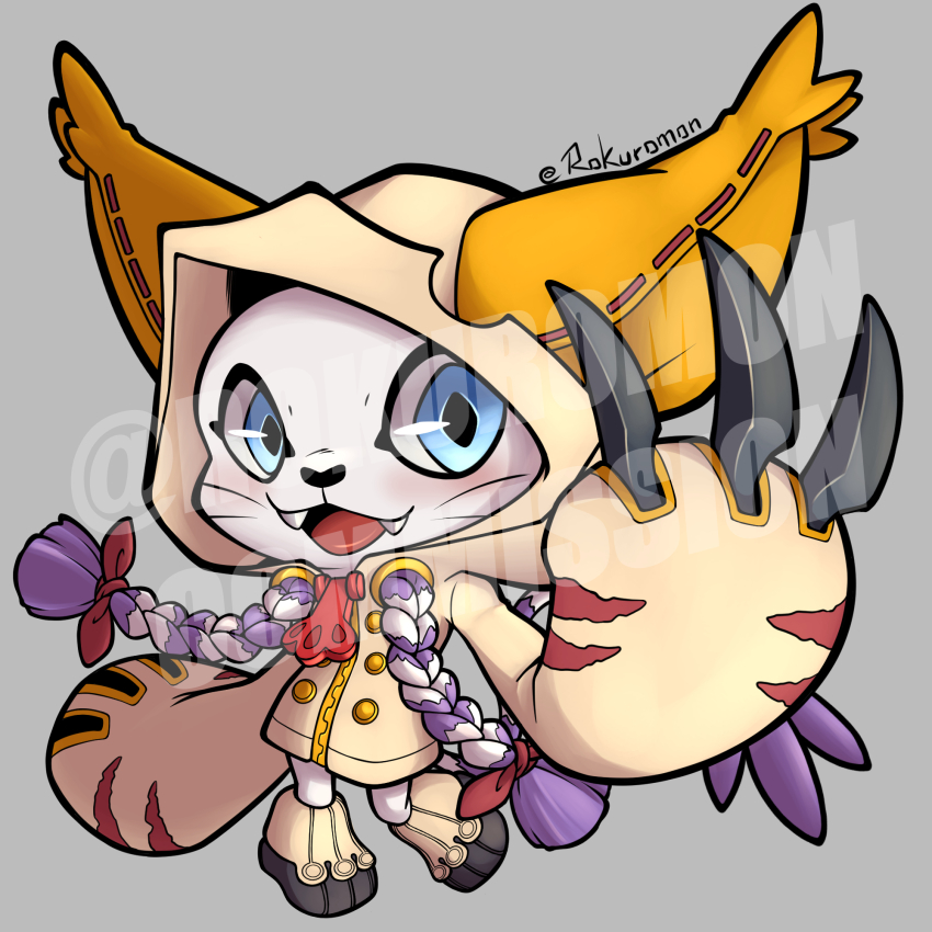 animal_ears blazblue cat cat_ears cosplay digimon digimon_(creature) gloves highres rokuromon tail tailmon taokaka taokaka_(cosplay)