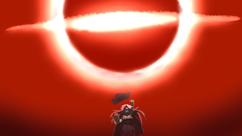 1girl absurdres black_hole highres hilmeeng hololive hololive_english long_hair looking_at_viewer multicolored_hair panther_girl pink_hair raora_panthera solo streaked_hair virtual_youtuber yellow_eyes