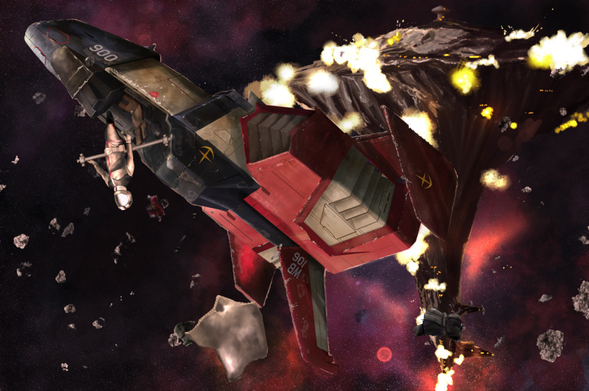 a_baoa_qu amuro_ray asteroid astronaut bad_id bad_pixiv_id battle boots core_fighter damaged debris derivative_work dirty earth_federation explosion floating gloves gundam helmet i.t.o_daynamics jetpack lens_flare mecha milky_way mobile_suit_gundam open_cockpit pilot pilot_suit realistic robot roundel science_fiction space space_station spacecraft spoilers star_(sky) star_(symbol) starfighter starry_background zero_gravity