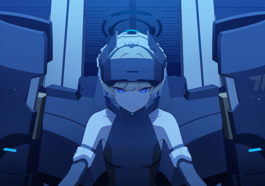 1girl bare_shoulders black_gloves black_leotard blonde_hair blue_archive blue_eyes closed_mouth elbow_gloves game_cg gloves head-mounted_display highres leotard looking_at_viewer maid_headdress mecha_pilot_suit non-web_source official_alternate_costume official_art solo toki_(abi-eshuh)_(blue_archive) toki_(blue_archive) upper_body