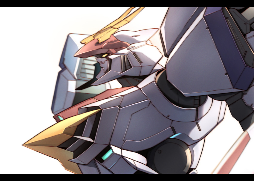blurry blurry_background commentary_request concept_art d-1 highres kikou_senki_dragonar light machinery mecha no_humans original redesign robot science_fiction sunrise_(company) takahashi_masaki upper_body yellow_eyes