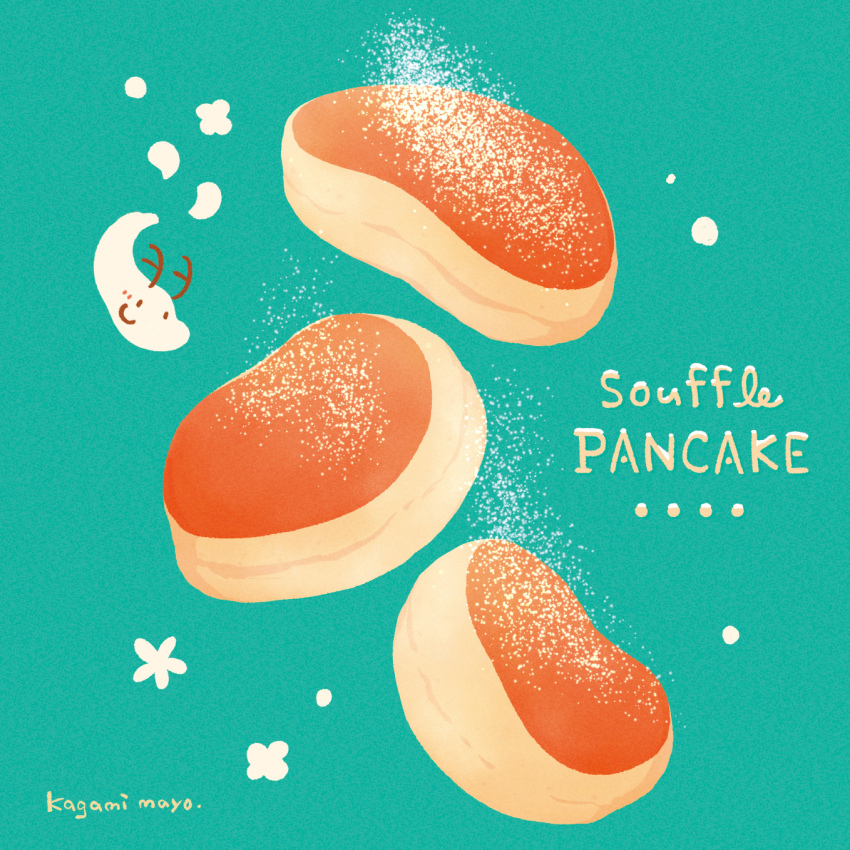 artist_name blue_background food food_focus food_name highres kagami_mayo no_humans original pancake souffle_pancake granulated_sugar