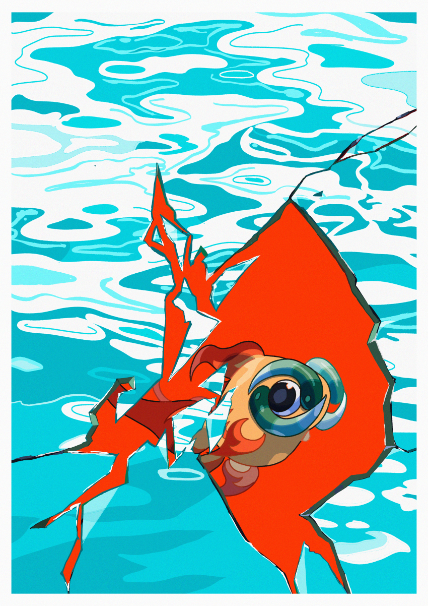 absurdres animal_focus black_eyes border chi-yu_(pokemon) crack fish grey_pupils highres nintendo no_humans pokemon pokemon_(creature) saiku_(zvlku) white_border