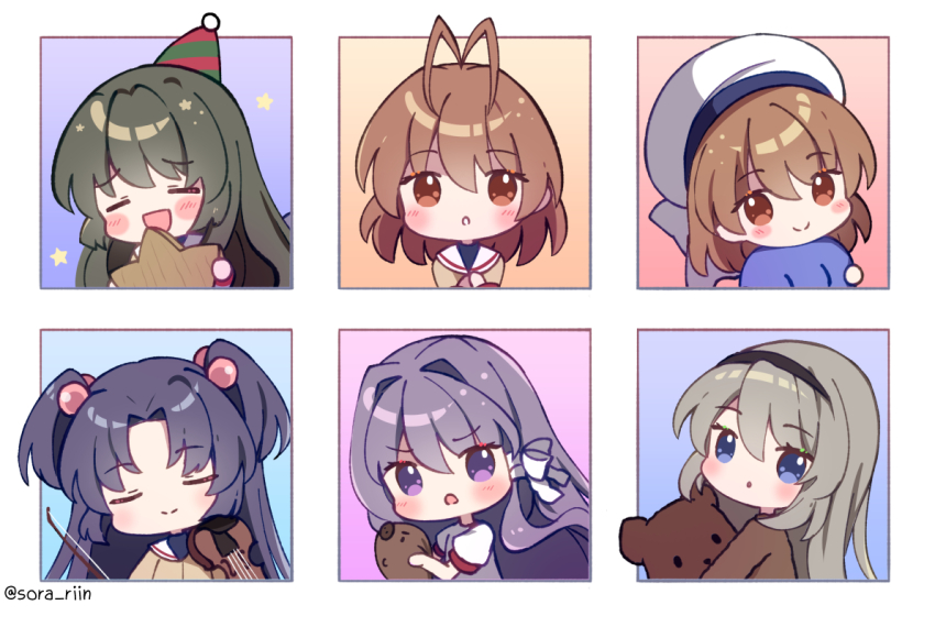 6+girls animal_costume antenna_hair bear_costume blue_eyes blue_hair blush botan_(clannad) bow brown_eyes brown_hair chibi child clannad closed_eyes dango_daikazoku fujibayashi_kyou furukawa_nagisa green_hair grey_hair gym_uniform hair_bobbles hair_intakes hair_ornament hair_ribbon hairband hairclip hat hikarizaka_private_high_school_uniform ibuki_fuuko ichinose_kotomi instrument long_hair long_sleeves looking_at_viewer low-tied_long_hair mother_and_daughter multiple_girls okazaki_ushio open_mouth purple_eyes purple_hair ribbon sakagami_tomoyo school_uniform short_hair smile sora_rinn star_(symbol) starfish two_side_up very_long_hair violin yellow_eyes