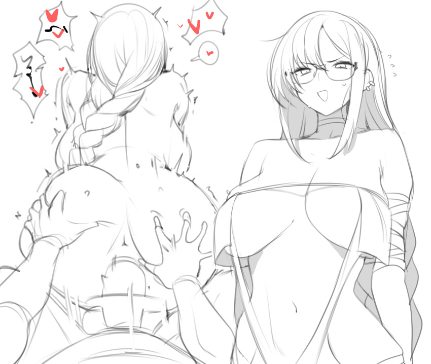 1boy 1girl anus arm_strap ass back bare_shoulders breasts center_opening choker cleavage dress earrings elbow_gloves fate/grand_order fate_(series) glasses gloves grabbing_another&#039;s_ass greyscale groping hetero highres jewelry large_breasts long_hair looking_at_viewer monochrome multiple_views navel open_mouth penis pussy sex sex_from_behind smile toma_(toma50) vaginal very_long_hair yu_mei-ren_(fate) yu_mei-ren_(second_ascension)_(fate)