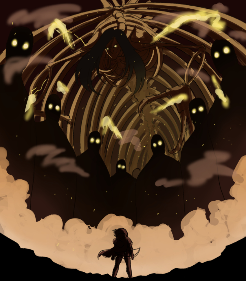 1girl crossover dark_souls_(series) dark_souls_i elden_ring founding_titan gabi_braun highres shingeki_no_kyojin spoilers tagme titan_(shingeki_no_kyojin)