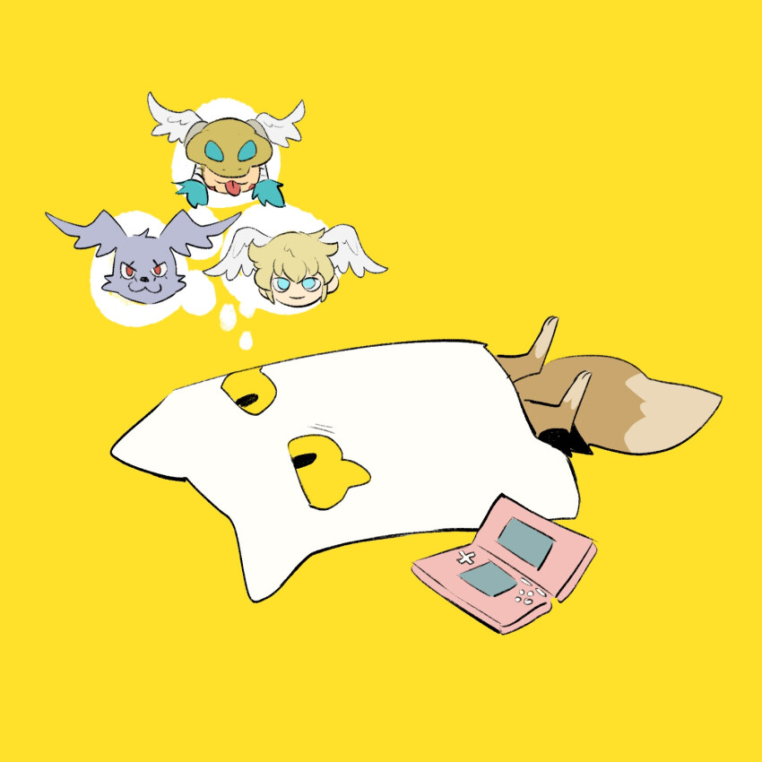 braid covered_eyes digimon digimon_(creature) gazimon highres long_hair lucemon mask minervamon wings