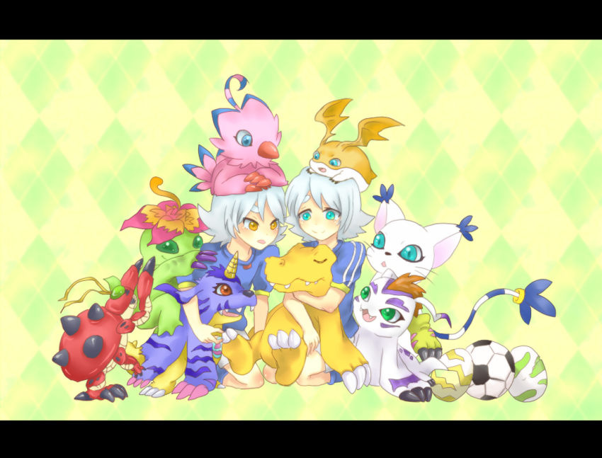 agumon bird bug cat digimon digimon_(creature) fubuki_atsuya fubuki_shirou gabumon gomamon holy_ring inazuma_eleven_(series) jewelry palmon patamon piyomon reptile ring tailmon tentomon wings