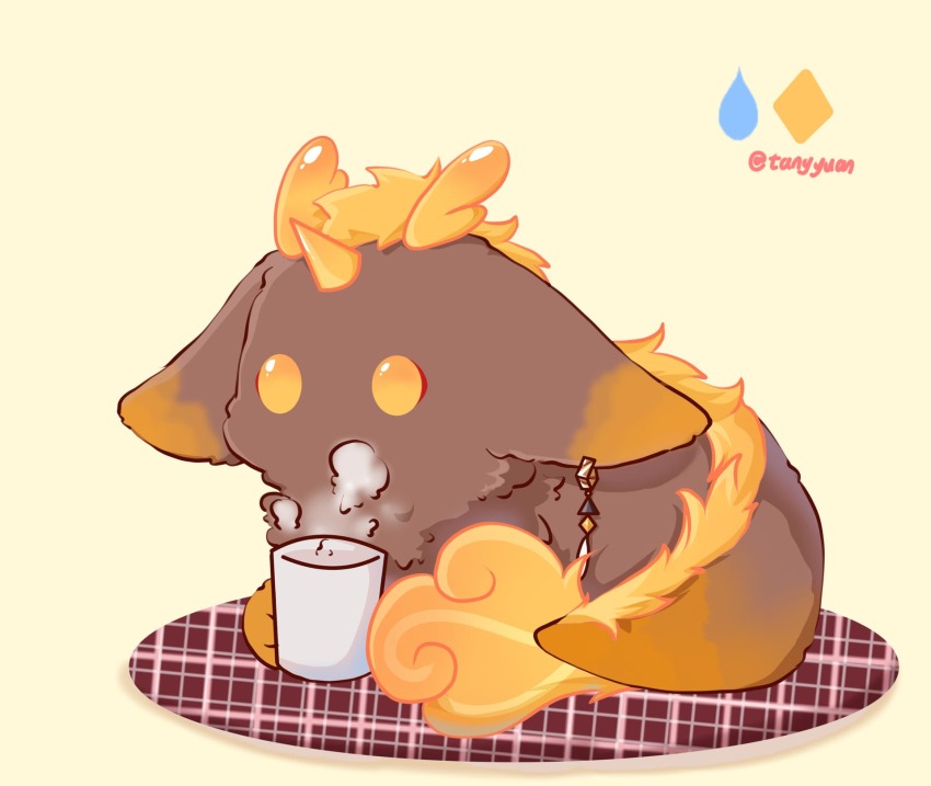 chibi dragon eastern_dragon genshin_impact geo_symbol_(genshin_impact) highres hydro_symbol_(genshin_impact) steam zhongli_(genshin_impact)