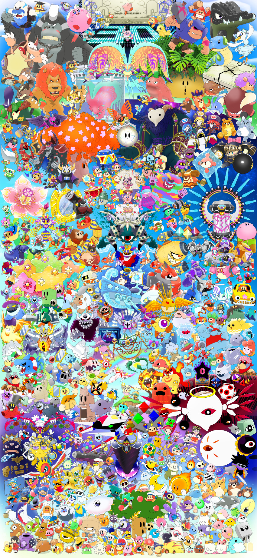 6+boys 6+girls 6+others absurdres adeleine anniversary apron armor assistant_waddle_dee awoofy ball bandana bandana_waddle_dee beard bell beret bird black_hair blonde_hair blue-framed_eyewear blue_bandana blue_bow blue_bowtie blue_cape blue_eyes blue_hair blush book bow bow_(weapon) bowtie boxing_gloves broom bun_(kirby) cake camera camera_waddle_dee cape car chao_(yuyuki) character-themed_food character_request checkered_bow checkered_clothes chinese_clothes clawroline commentary_request coo_(kirby) copyright_request daroach doc_(kirby) easel elfilin everyone eyepatch facial_hair famicom_mukashibanashi:_yuyuki fecto_elfilis female_gooey_(kirby) fish flamberge_(kirby) flower food francisca_(kirby) fumu_(kirby) glasses goggles goggles_on_headwear gooey_(kirby) gorimondo green_hair grey_hair gryll_(kirby) hair_bow haley_(kirby) halo hamster hat hat_ornament headphones highres holding holding_ball holding_bow_(weapon) holding_broom holding_camera holding_instrument holding_mallet holding_microphone holding_paint_palette holding_paintbrush holding_shuriken holding_skull holding_staff holding_sword holding_umbrella holding_weapon holding_whip instrument jester_cap kine_(kirby) king_dedede kirby kirby&#039;s_dream_land kirby&#039;s_dream_land_2 kirby&#039;s_dream_land_3 kirby&#039;s_epic_yarn kirby&#039;s_star_stacker kirby:_planet_robobot kirby:_right_back_at_ya kirby:_star_allies kirby_(series) kirby_30th_anniversary_music_festival kirby_64 kirby_and_the_amazing_mirror kirby_and_the_forgotten_land kirby_squeak_squad kirby_super_star leongar magolor mallet marx_(kirby) max_profitt_haltmann meta_knight microphone microphone_waddle_dee mortarboard motor_vehicle mouse_boy multiple_boys multiple_girls multiple_others musical_note_hat_ornament mustache neck_bell nintendo nose_piercing one_eye_closed paint_palette paintbrush piercing pink_bow pink_hair prince_fluff purple_eyes purple_hair red_bow red_bowtie red_hair reironsenzai reporter_waddle_dee ribbon_(kirby) rick_(kirby) ripple_star_queen robobot_armor sailor_hat shuriken skull smoking_pipe spinni squeakers staff storo sunglasses susie_(kirby) swim_goggles sword tambourine taranza tiara tongue tongue_out top_hat tree twintails umbrella void_soul void_termina waddle_dee weapon wings wise_waddle_dee yellow_bow yellow_bowtie yellow_eyes zan_partizanne
